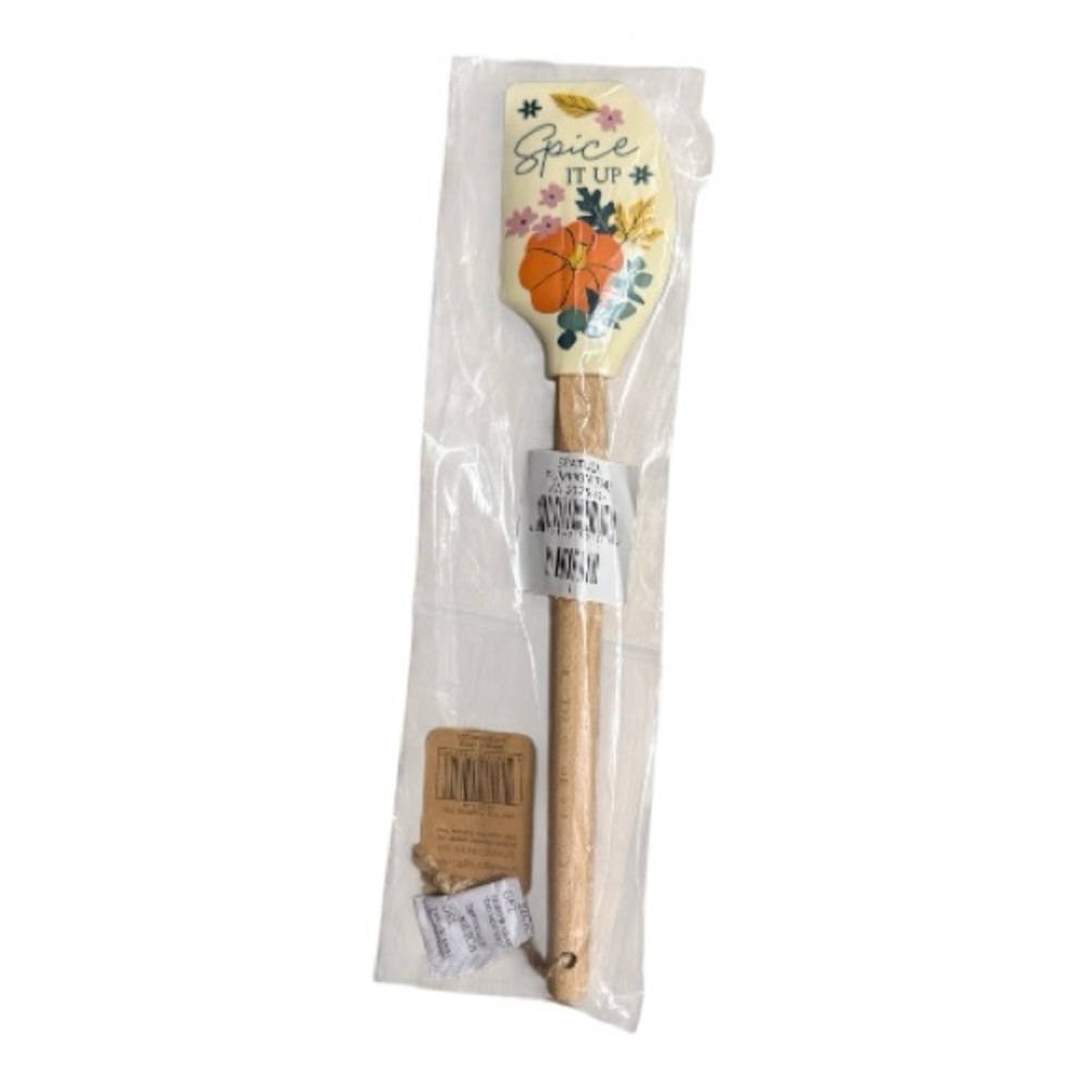 Floral Silicone Spatula with Wooden Handle